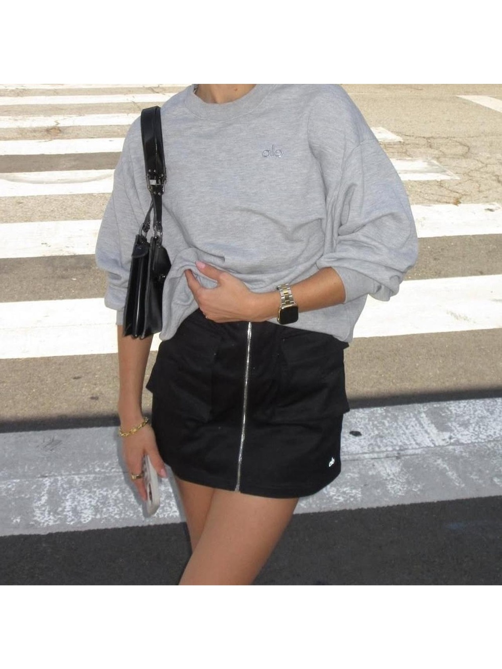 black alo high waisted cargo skirt